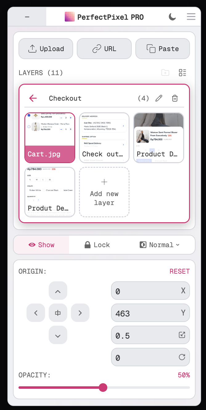 Inside the Checkout folder, showing four layers
