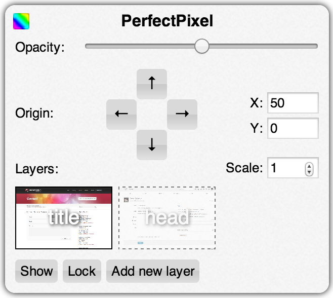 Title change feature in PerfectPixel 1.61