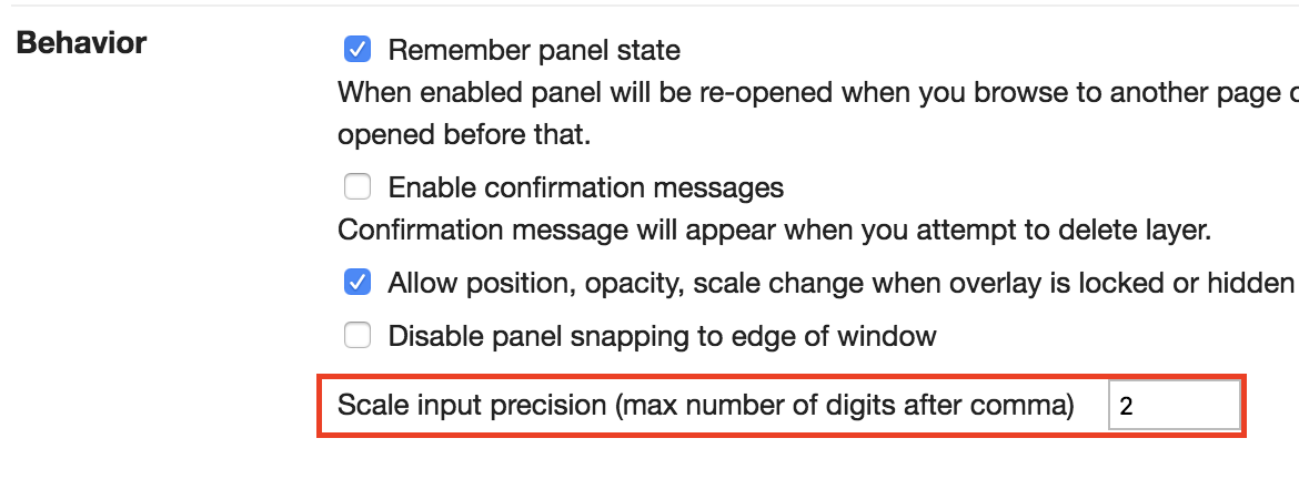 Settings -> Scale input precision